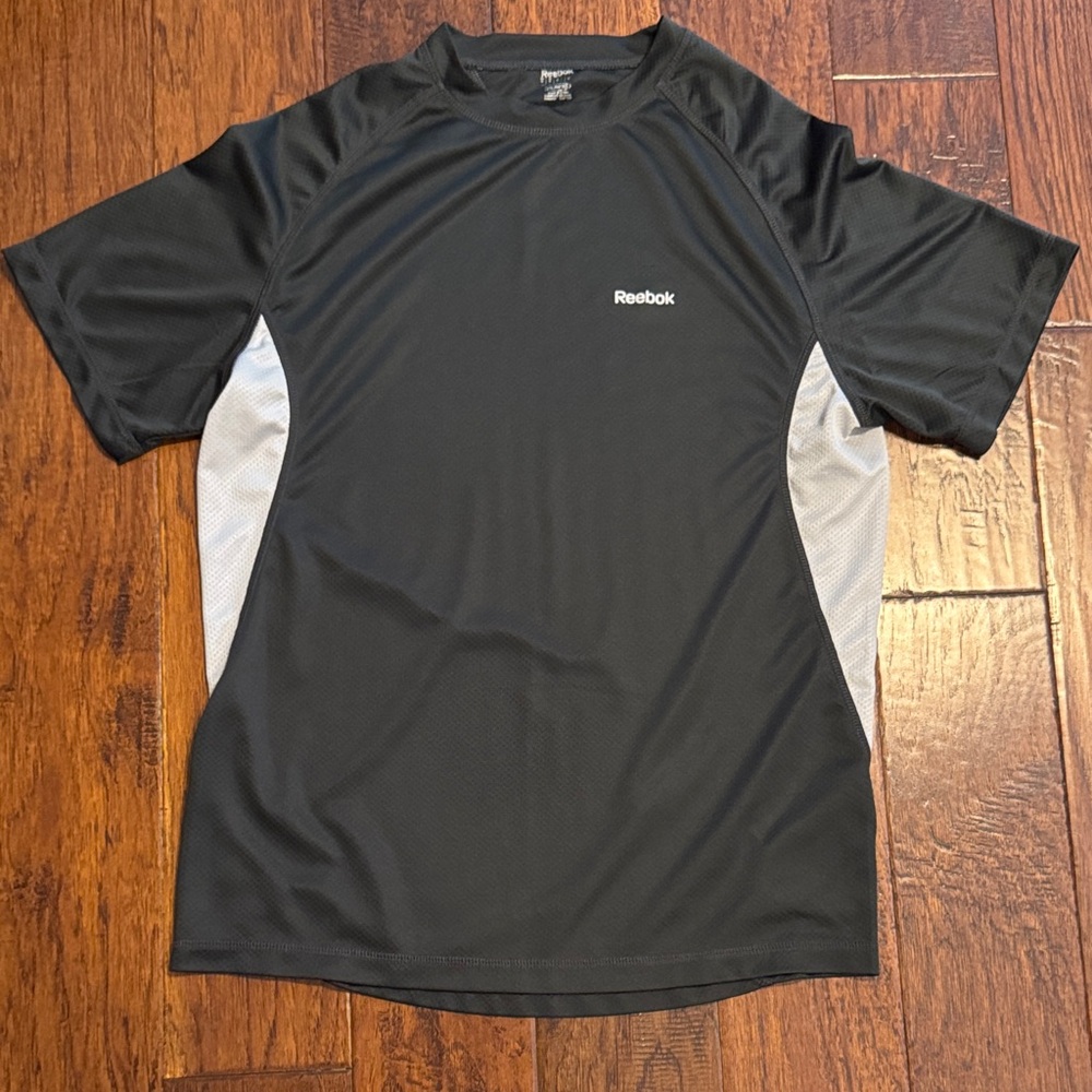 Reebok Play Black and Gray Mesh Performance Tee